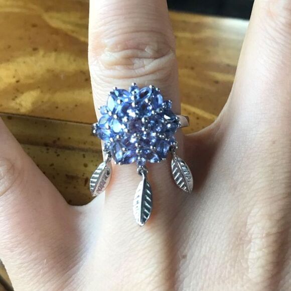Natural Tanzanite Sterling Silver Ring Size 6 - Picture 1 of 9